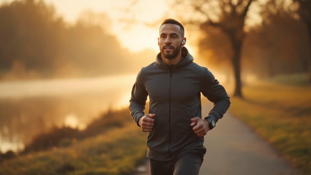 Runner using PacePilot Audio on a morning run